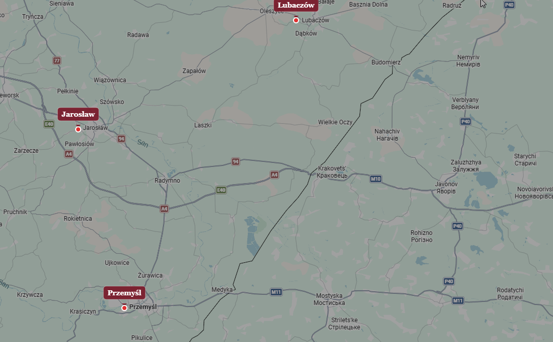 Mapa filiał&oacute;w ObiWhere &mdash; Lubacz&oacute;w, Jarosław, Przemyśl
